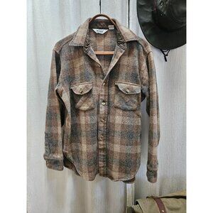 Vintage Woolrich Shirt Mens Size S Tan Wool Blend Flannel WPL6635 USA 60s 70s